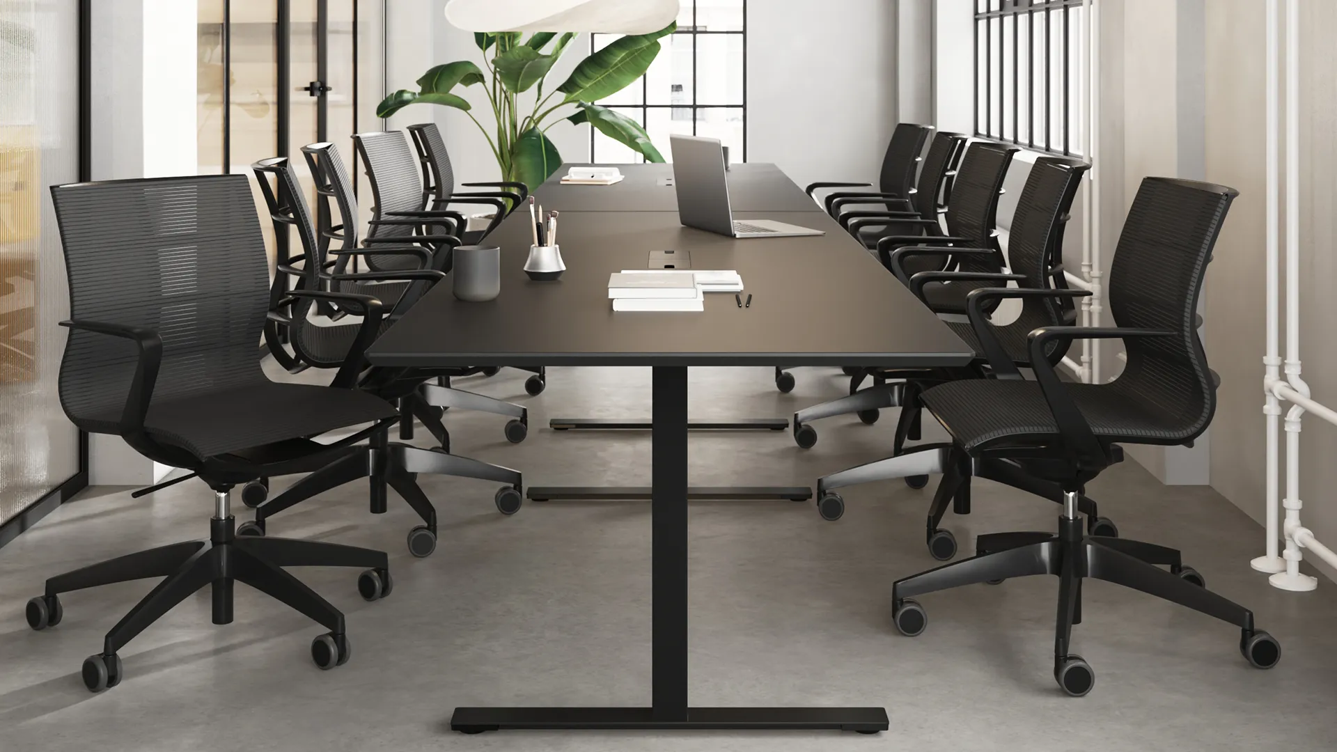 Meeting setup conference table with sedus chairs