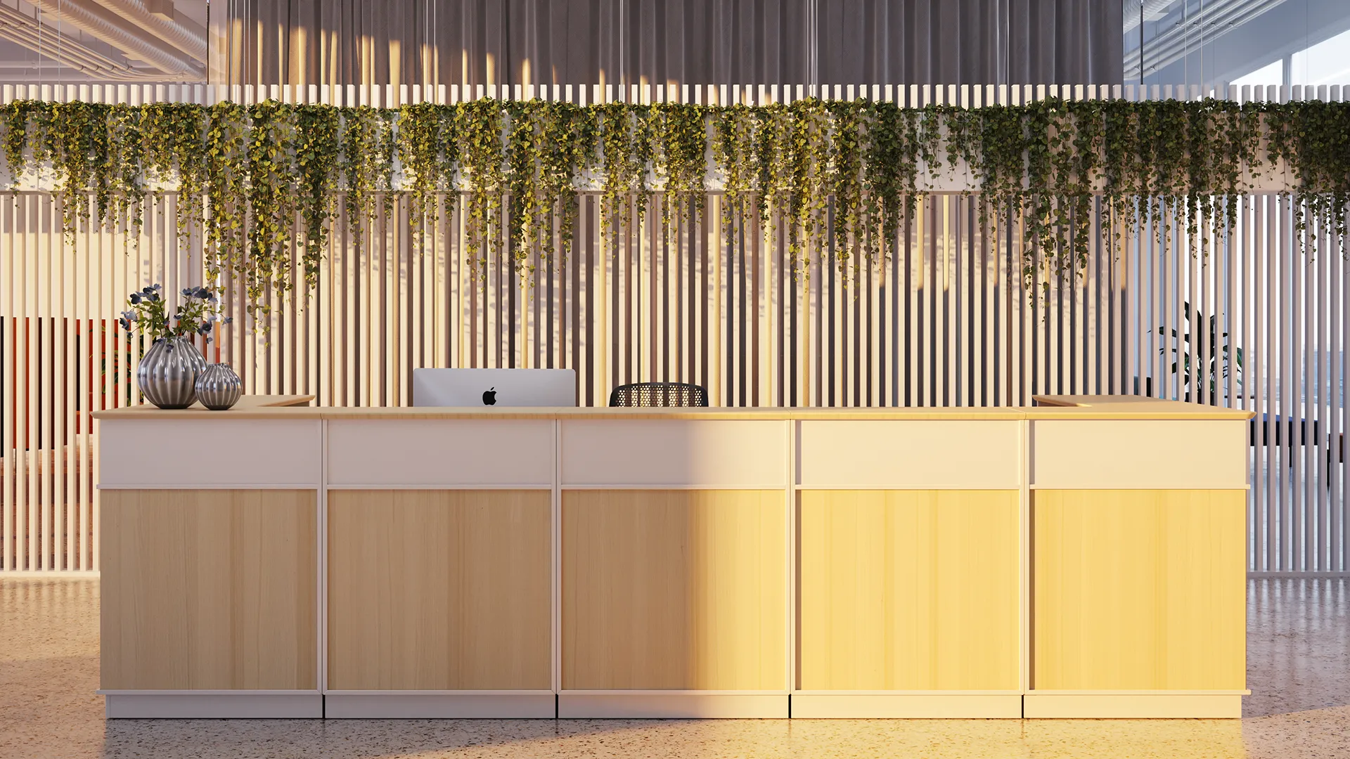 Skrankemodul belyst af sol