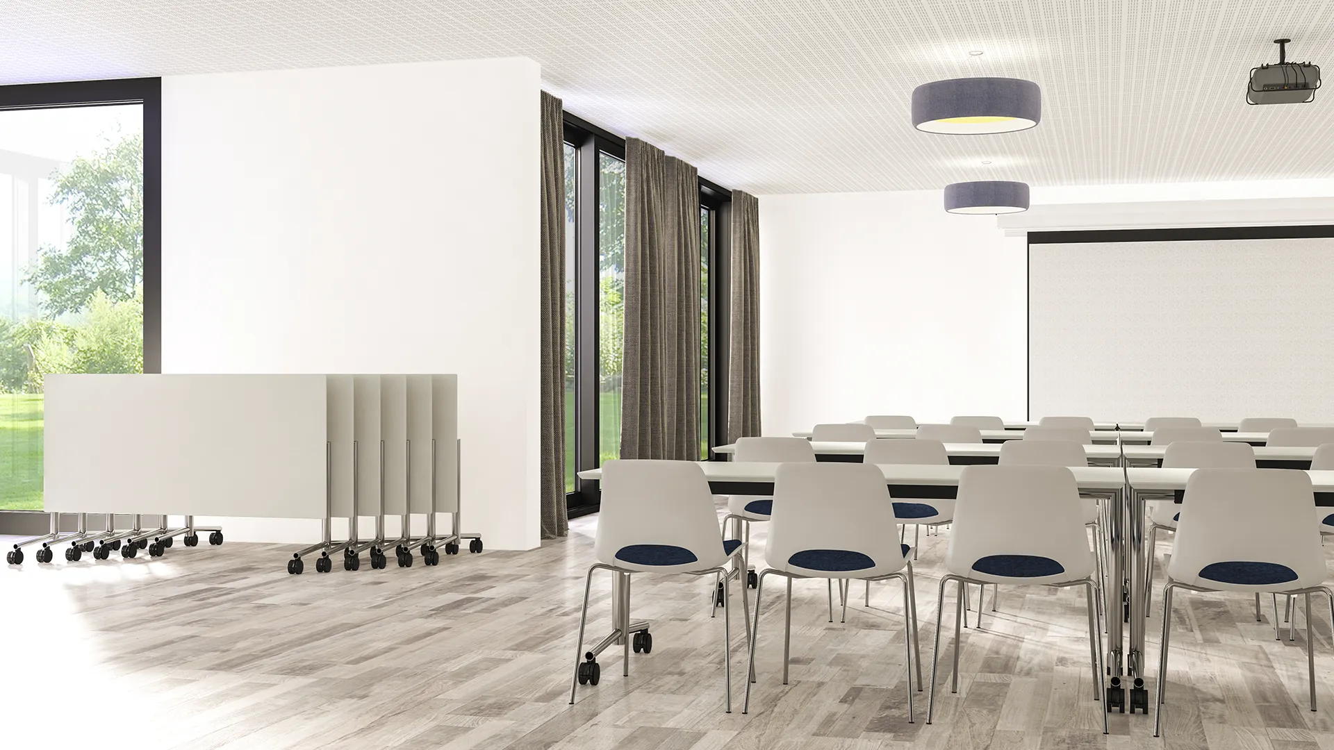 Flip-top borde og frigg stole i hvid